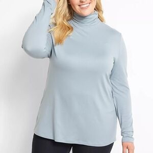 LANE BRYANT Long Sleeve Mock Turtleneck Longline Gray Top New 22/24